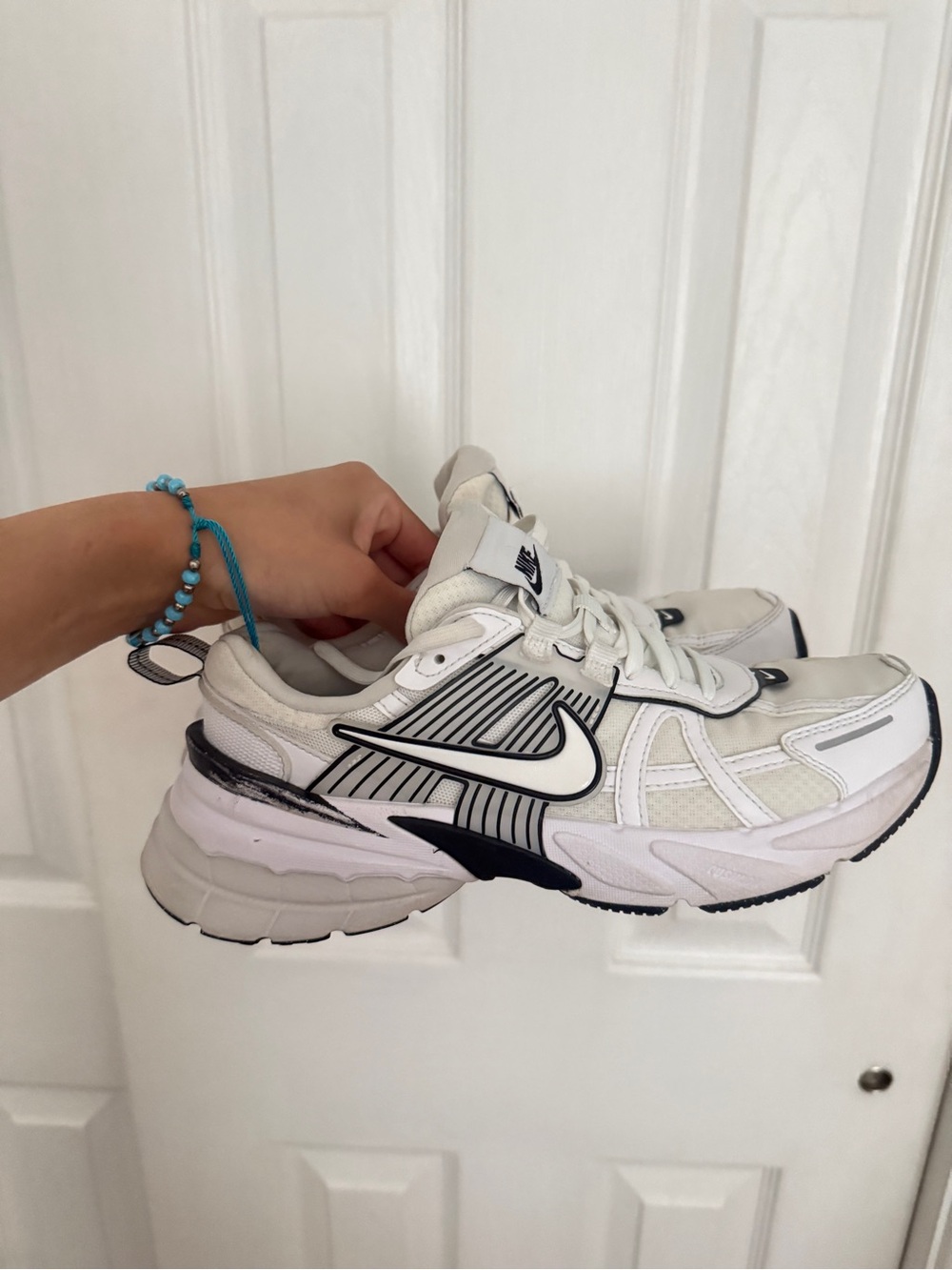 Nike White and Black Trainers with Signature Swoosh